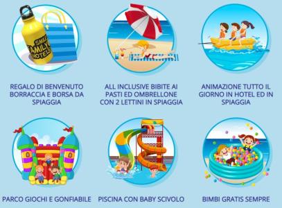Offre été Hotel a Rimini avec 2 enfants GRATUITS: ANIMATIONS, PISCINE AVEC TABOGA ET STRUCTURES GONFLABLES !